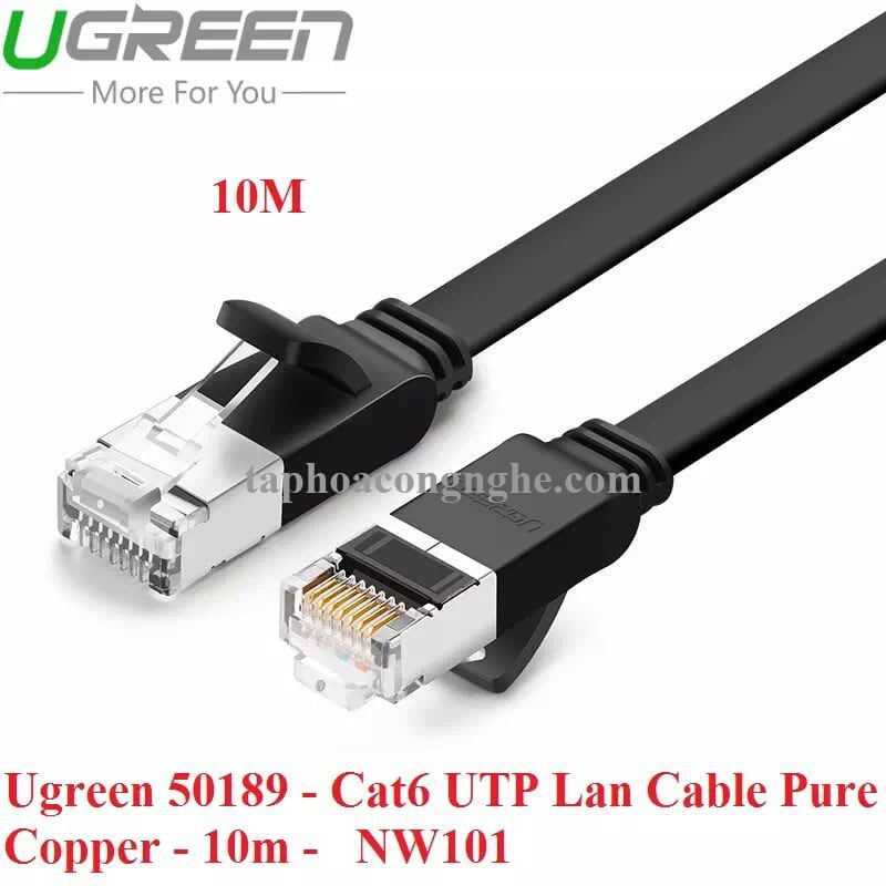 Ugreen 50189 10M màu Đen Cáp mạng LAN cat6 UTP dây dẹp NW101 30050189